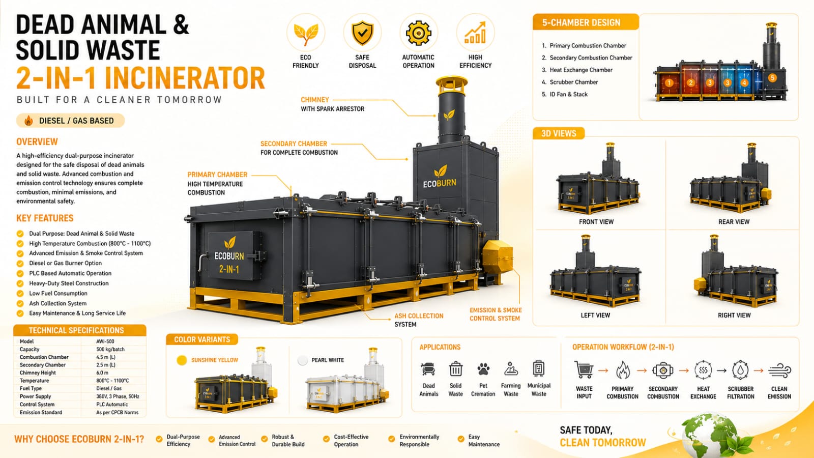 Dead Animal & Solid Waste (2-in-1) Incinerator